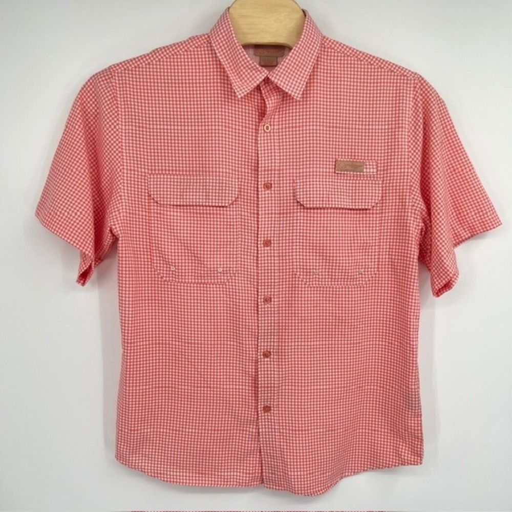 Realtree Fishing Men's Pink & White Gingham Short Sleeve Ventilated Shirt